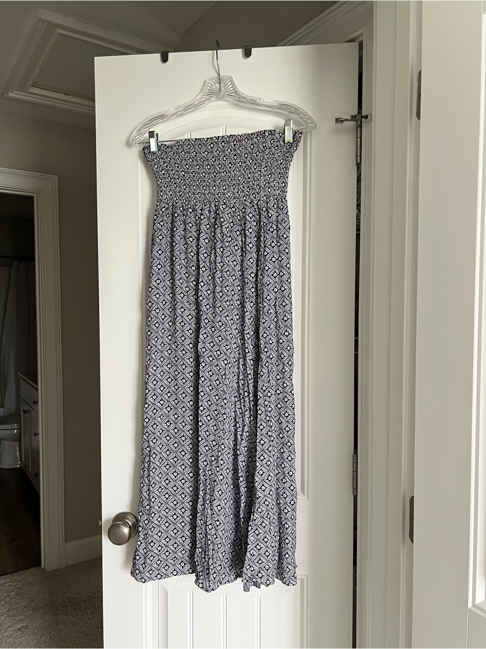 Swell Smocked Waist Geometric Maxi Skirt - Blue